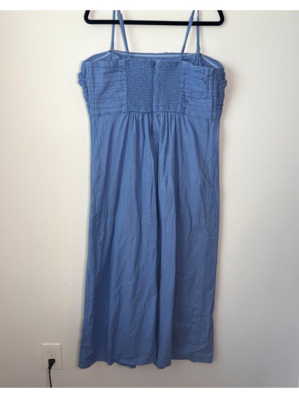 Abercrombie & Fitch Emerson Linen Cotton Blend Maxi Dress Blue XL Preppy Coastal - Picture 5 of 12